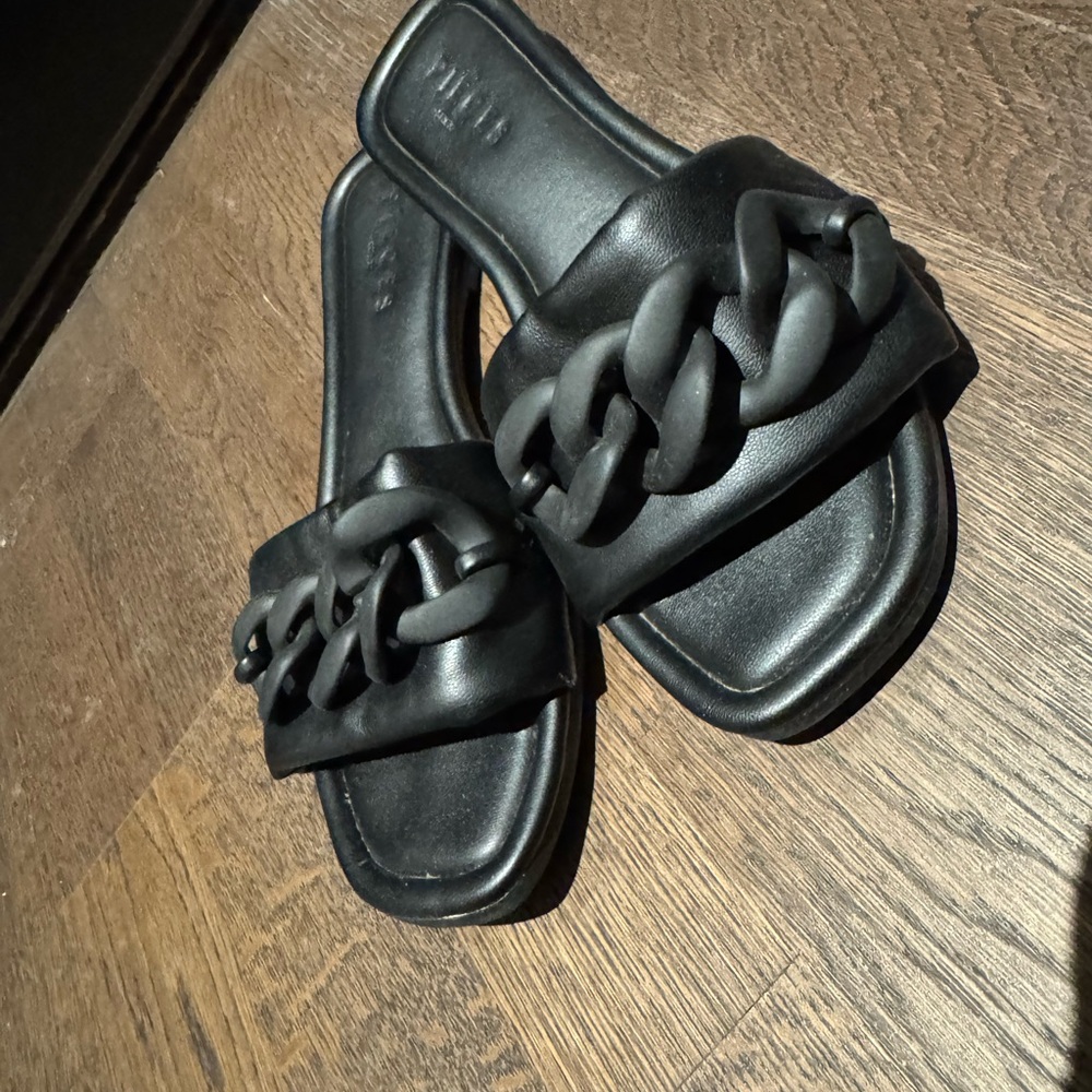 Black Puffy Slide Sandals